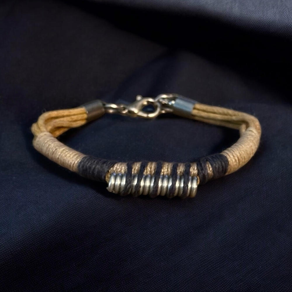 Coil wrapped hemp bracelet